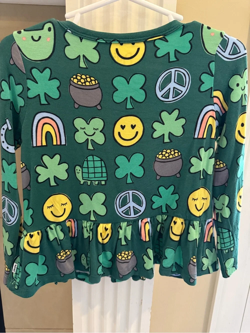 Little Sleepies Green Lucky Charm Peplum Top